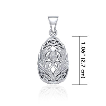 Teardrop Shape Scottish Thistle with Celtic knotwork Pendant TPD5164 - Jewelry